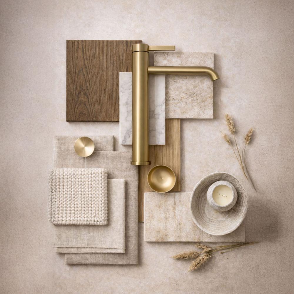 Bateria umywalkowa Rea Rivo Złota Szczotkowana