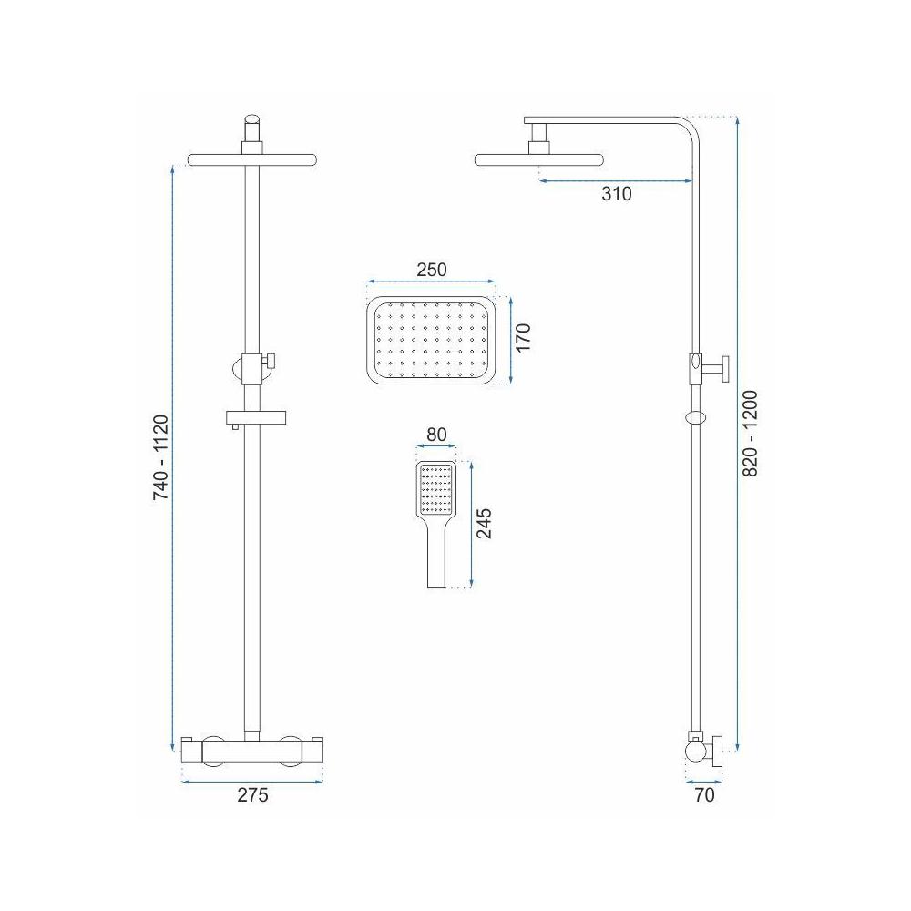 zuhanyszett REA Tom brush gold