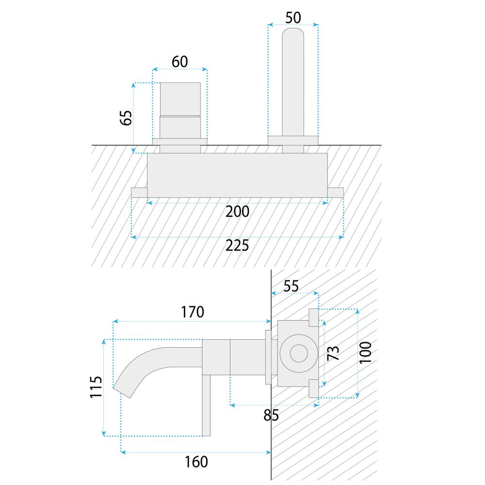Wall Mounted faucet Rea Foster Brush Nickel