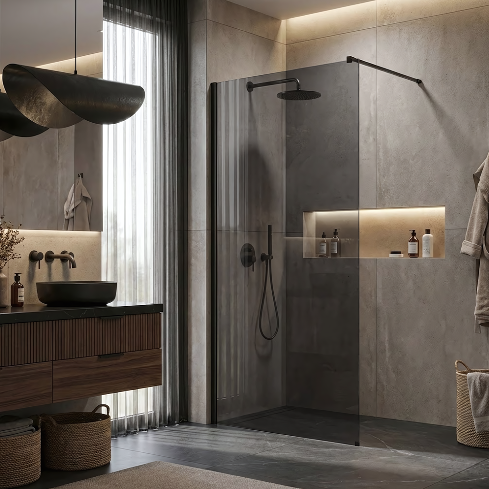 Tuš zaslon Rea Flexi Grey / Black 80