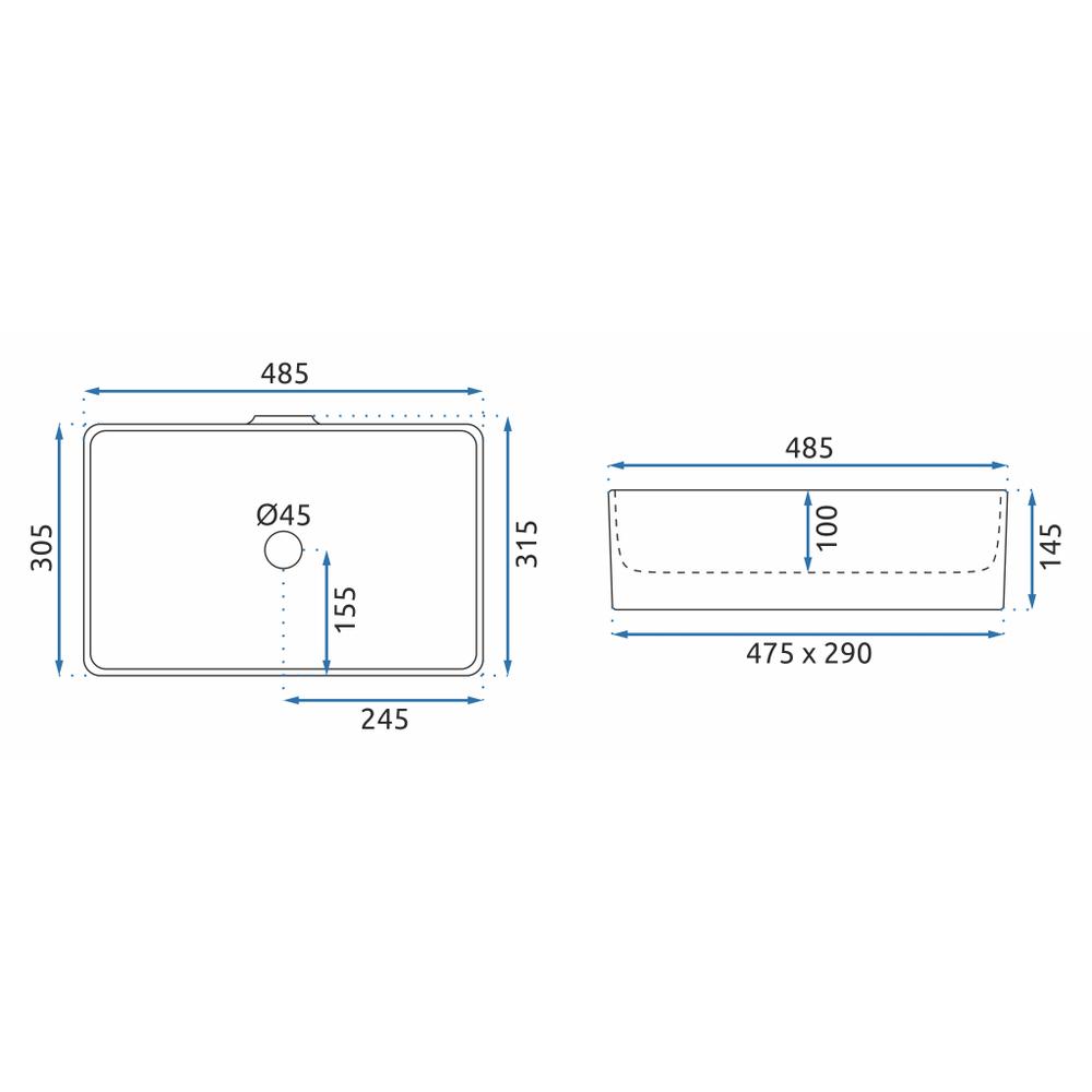 Aufsatzwaschbecken Rea Berta 48