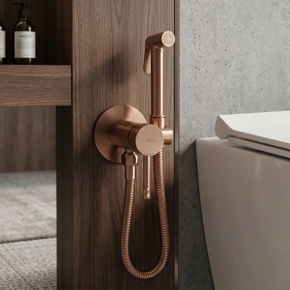 Inbouw Bidetmengkraan Rea Lungo Loop Diamond Brush Copper