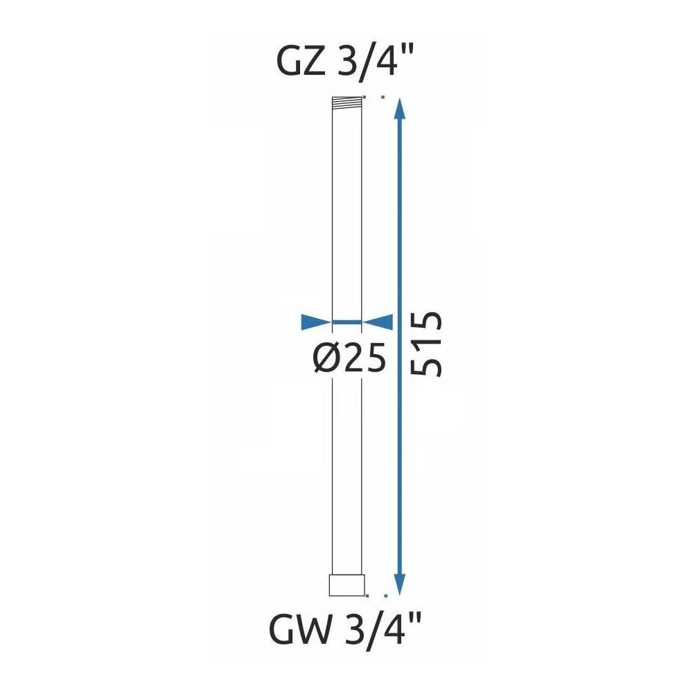 Prodloužení pro vanovou/sprchovou soupravu brush nickel 50cm
