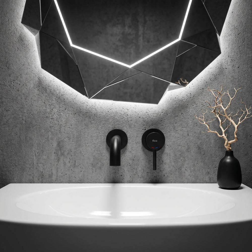Inbouw wastafelkraan Rea Lungo Black + BOX