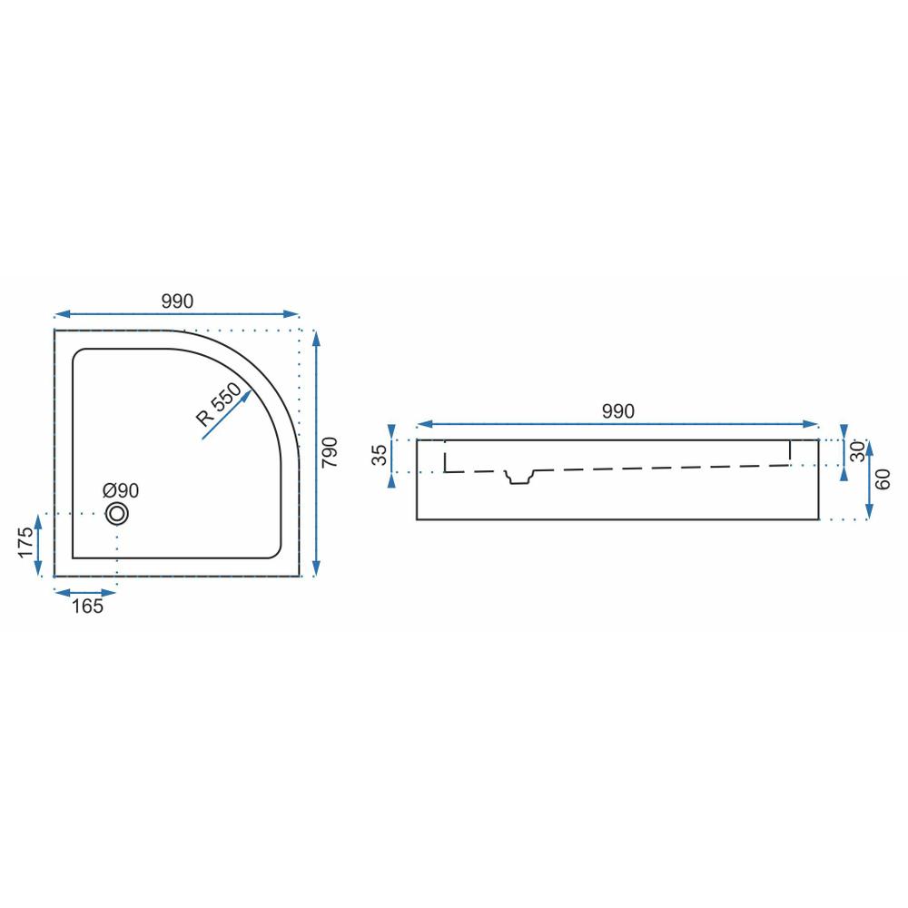 Cabine de douche REA Look Black 80x100 + Receveur de douche Look White