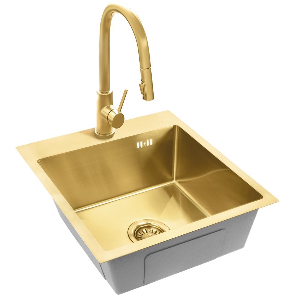 Jekleno pomivalno korito Leo 40 BRUSH GOLD