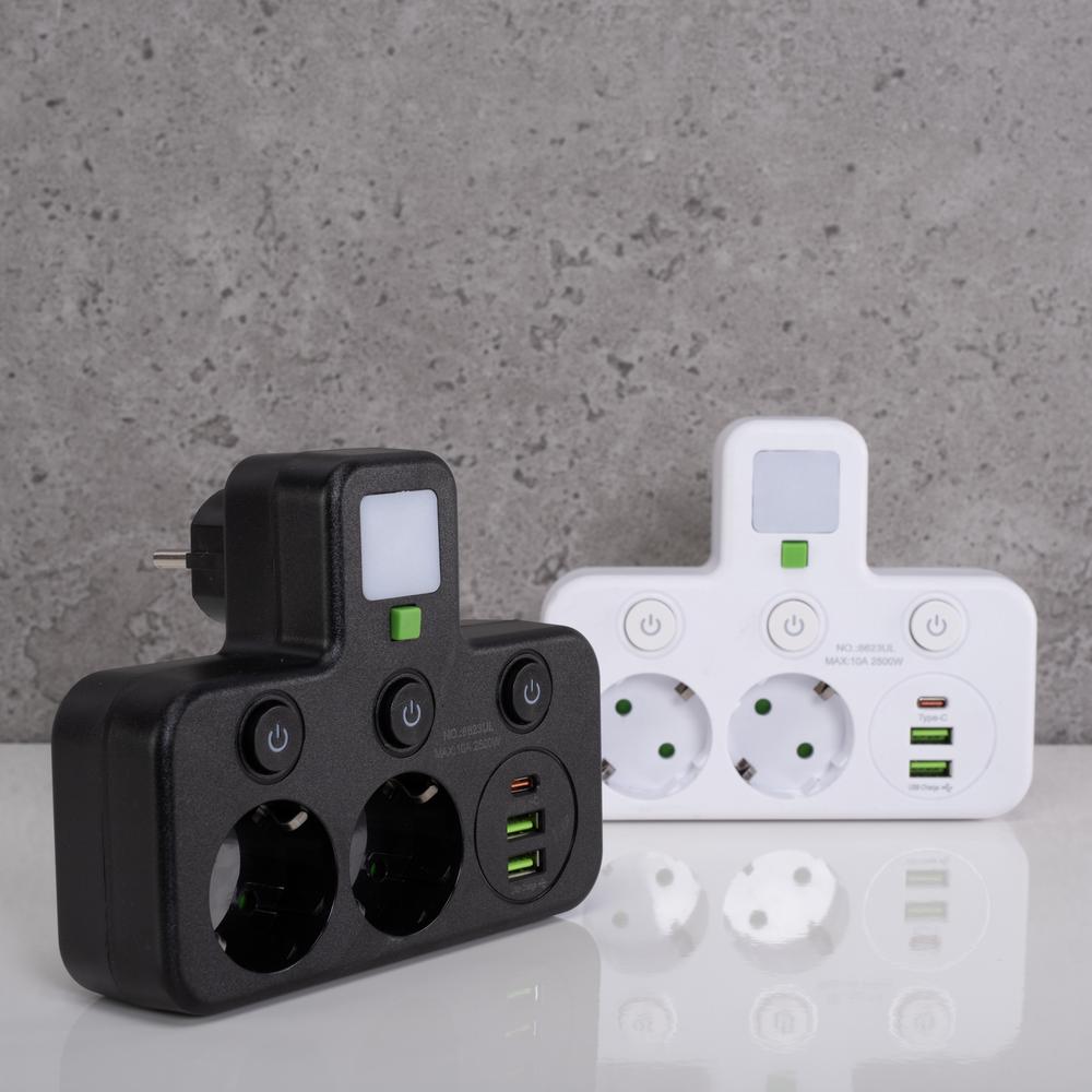 Listwa zasilająca 2 gniazda + 2x USB-A + USB-C JNH017 Biała