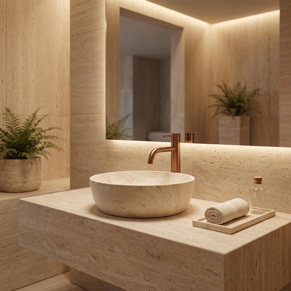 Amelia Travertine Classic 48 Lavatório de apoio brilhante