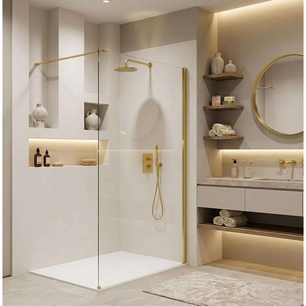 Duschwand Rea Flexi Transparent / Gold 130