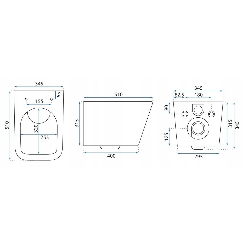 Επιτοίχια λεκάνη τουαλέτας Rea Raul, Μαύρο ματ