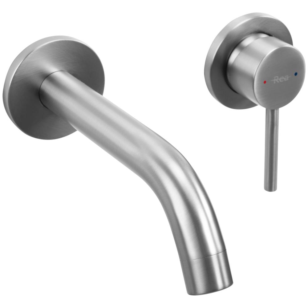 Inbouw wastafelkraan Rea Owen Brush Steel + BOX