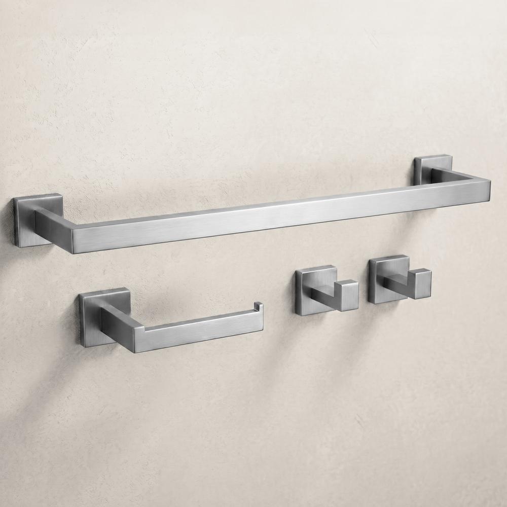 Bathroom Accessories Set Rio Brush Nickel 4 Pieces