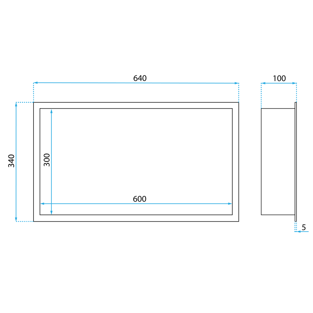 bathroom shelf LED 30x60  steel brush