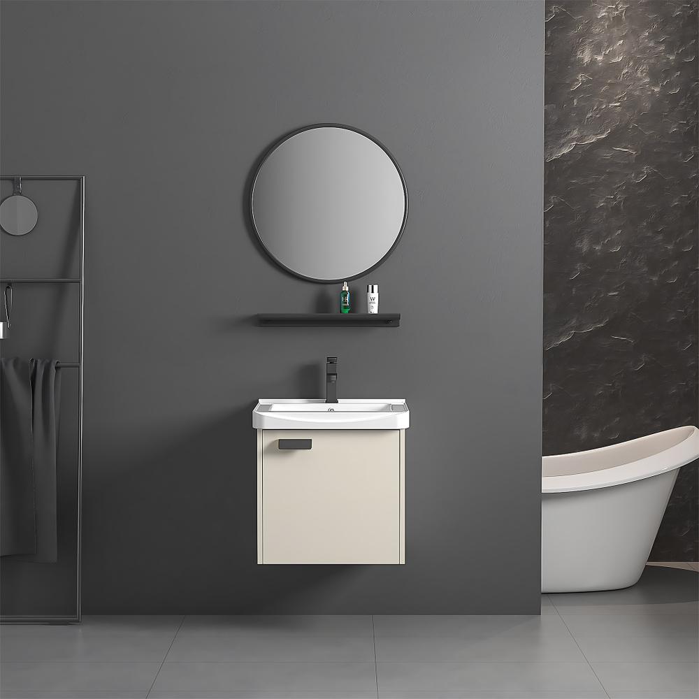 Ensemble de meubles de salle de bain Molly 40cm Beige meuble avec lavabo + miroir + étagère