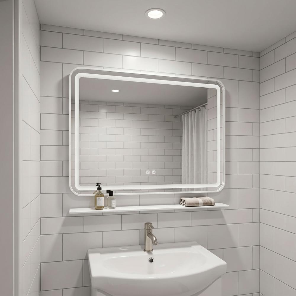 LED sieninis veidrodis su lentyna 80x60 cm L-8060