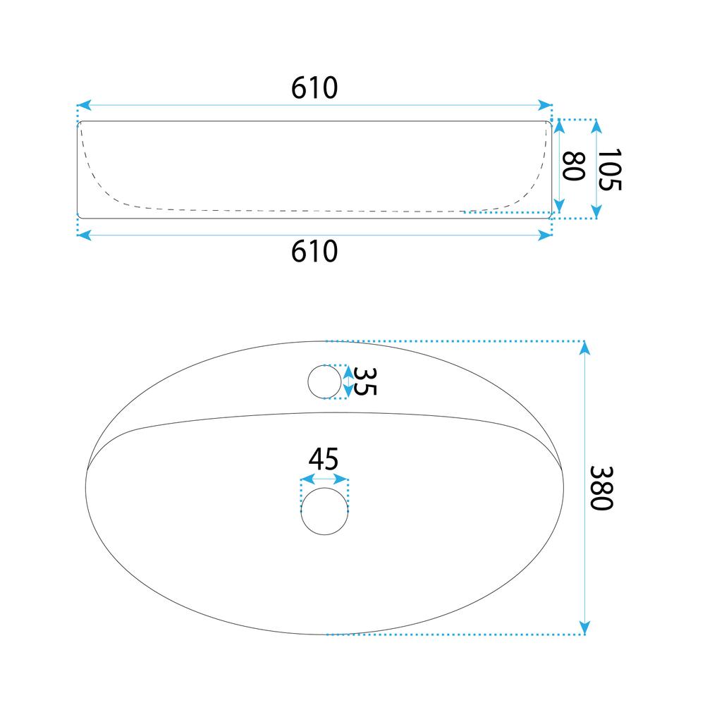 Νιπτήρας REA Nastazja 61,Φινίρισμα Γυαλιστερό:  61 x 38 x 10,5 εκ