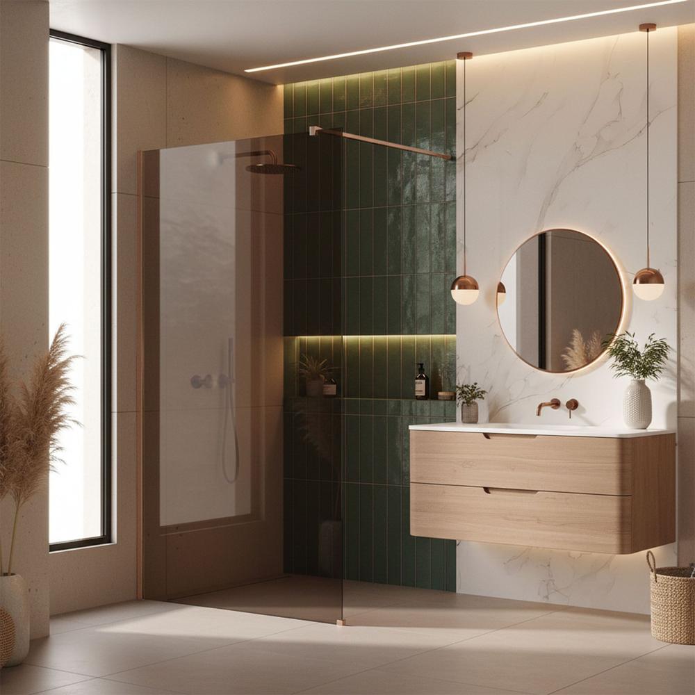 Kabina prysznicowa Walk-In Rea Flexi Brown / Brush Copper 110