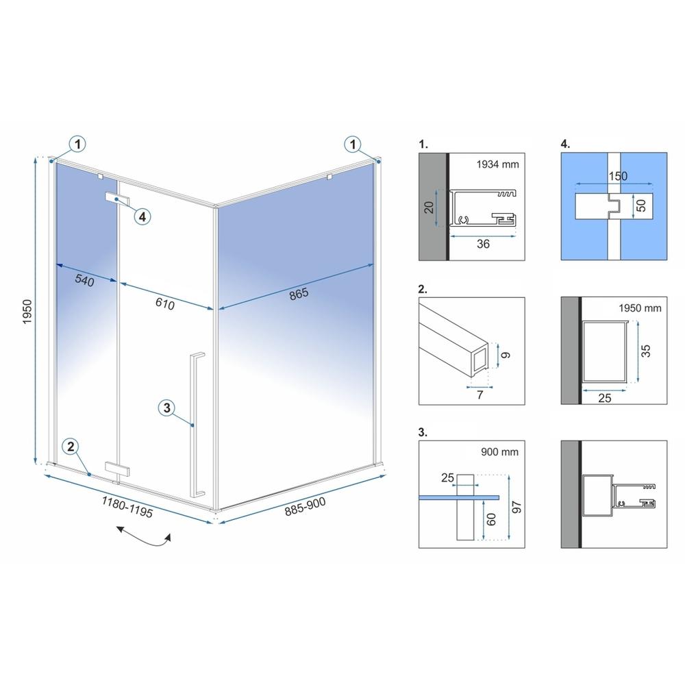 Душова кабіна Rea Fargo 120x90 Black Mat