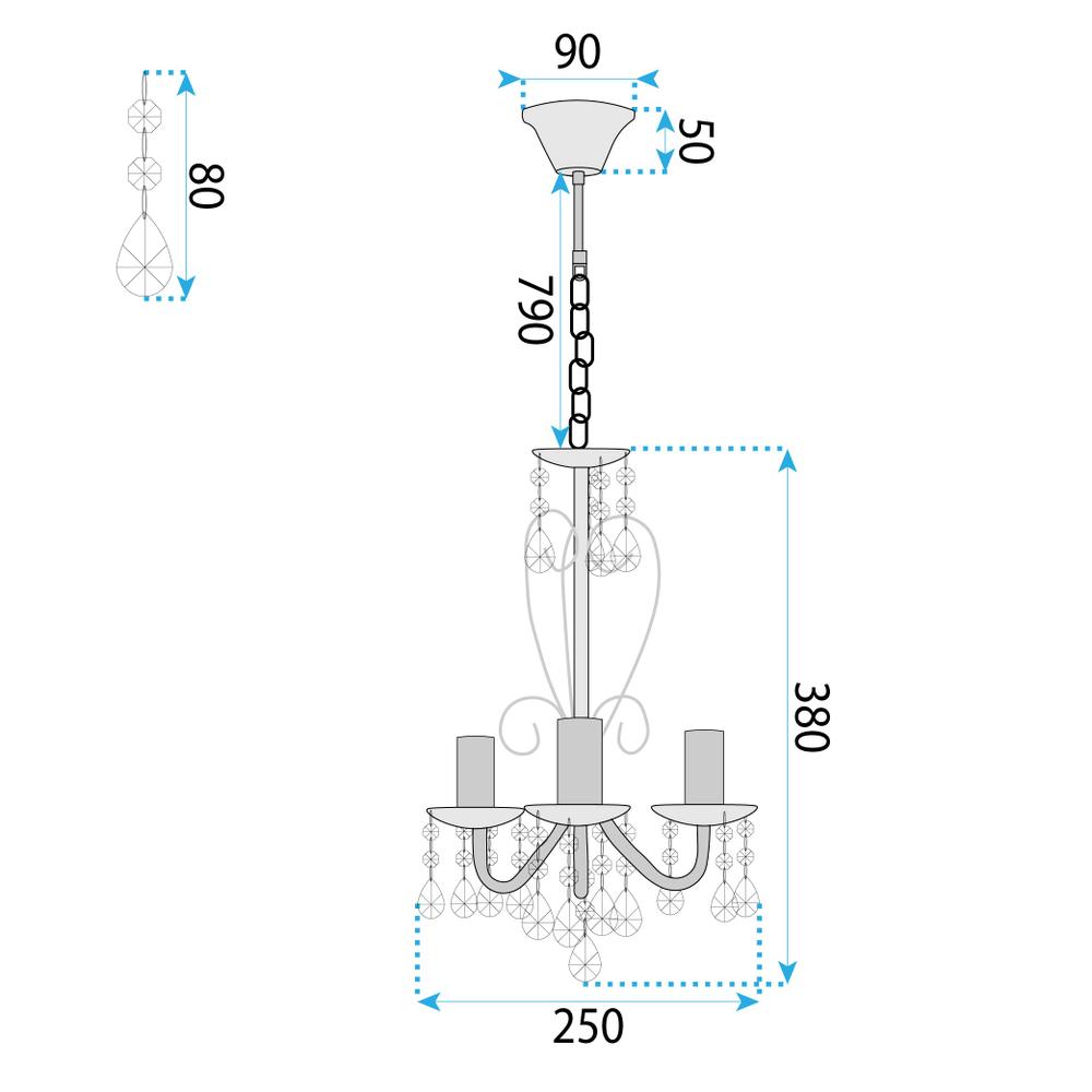 Deckenleuchte EBT011-3CP CHROME