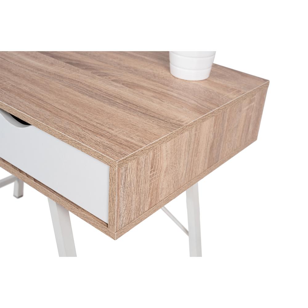 BIURKO SKANDYNAWSKIE Z SZUFLADAMI WHITE/DĄB SANOMA FFT180902