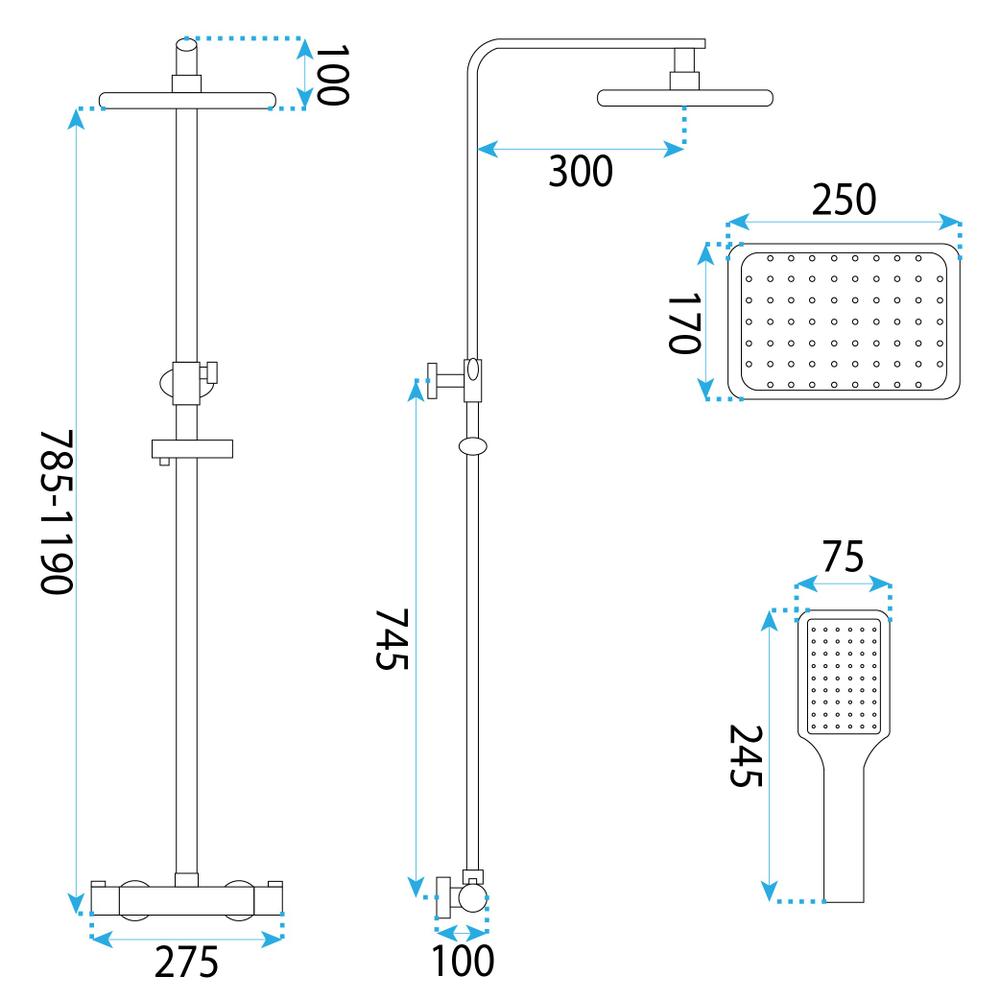 Zestaw Prysznicowy z termostatem REA Tom Złoty