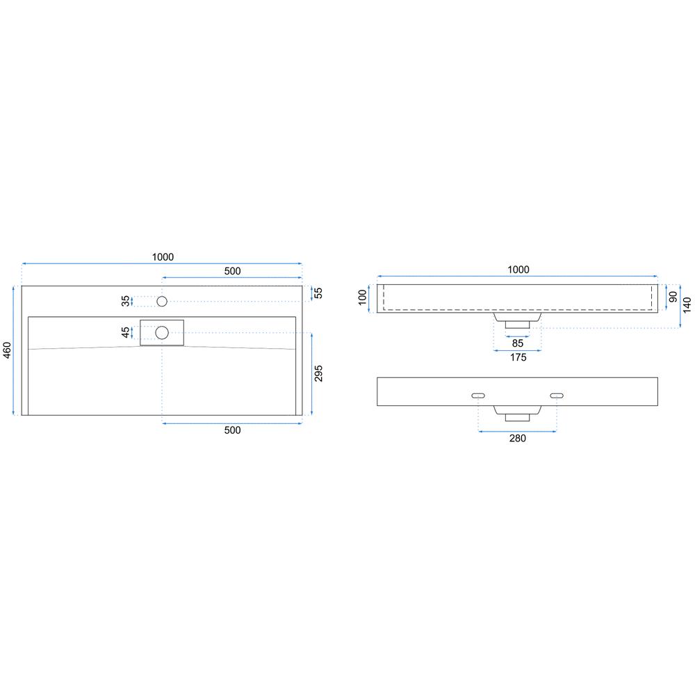 Konglomeratni umivaonik GOYA BLACK MAT 100CM