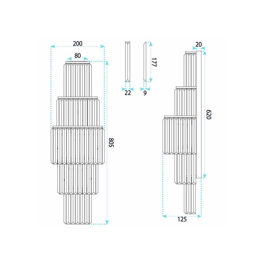 KINKIET ŚCIENNY Z KRYSZTAŁAMI SWE097-W 80 cm ZŁOTY