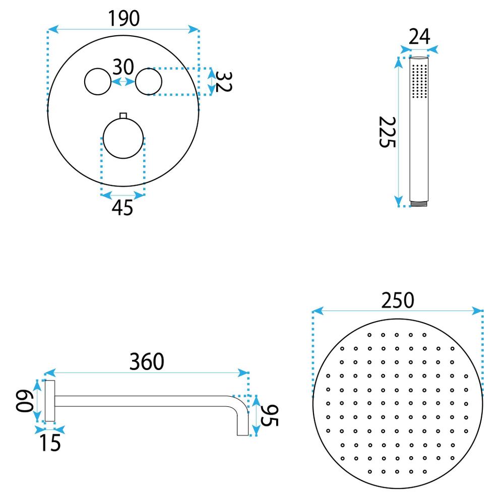 Shower system  Rea Lungo Diamond Copper + BOX