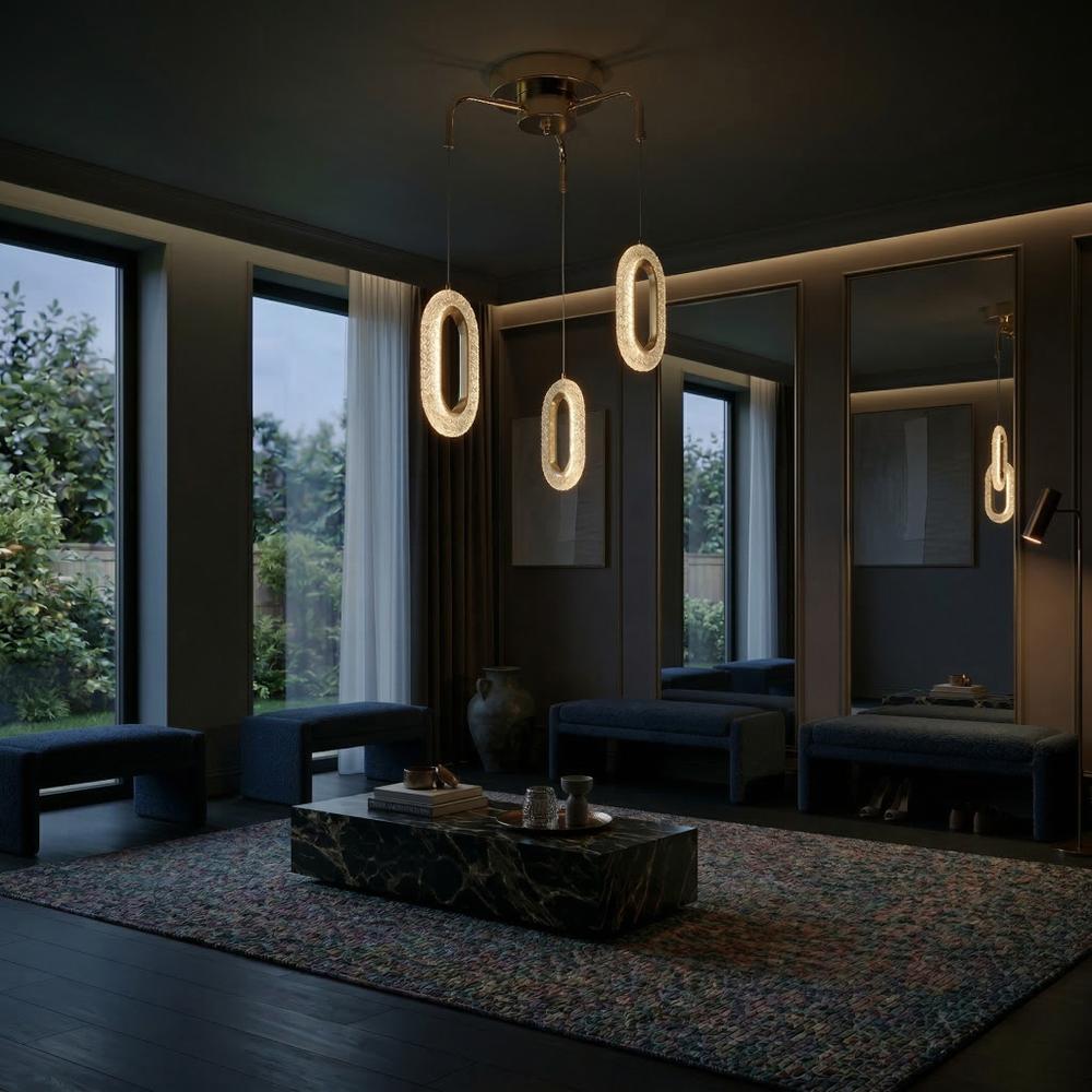 LAMPA SUFITOWA WISZĄCA LED G173-3CP ZŁOTA