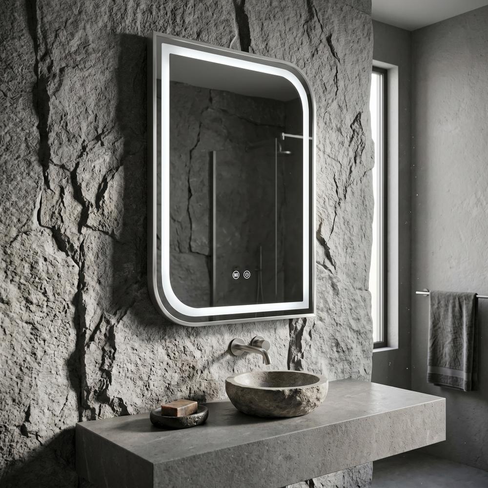 Lustro ścienne LED ZONE 80x60 Nikiel Szczotkowany