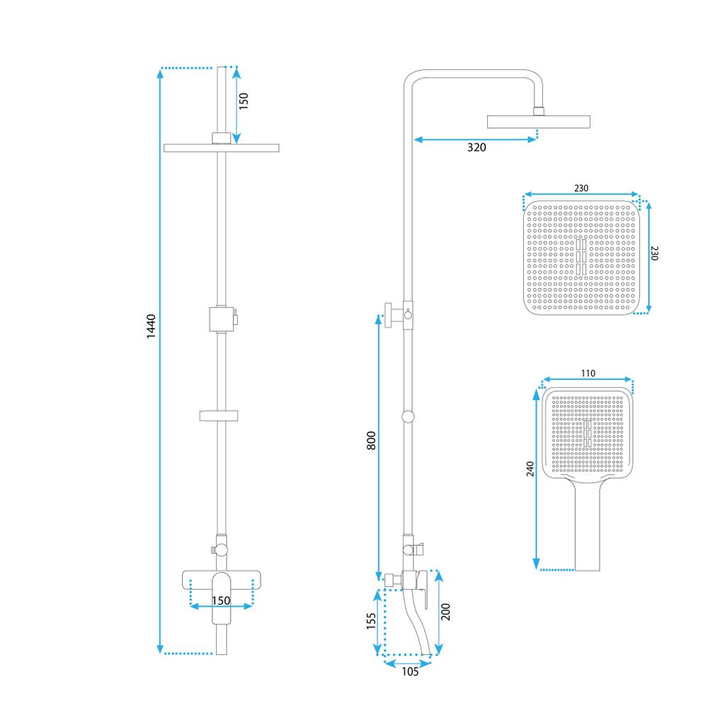 REA ARGUS GOLD dušas komplekts