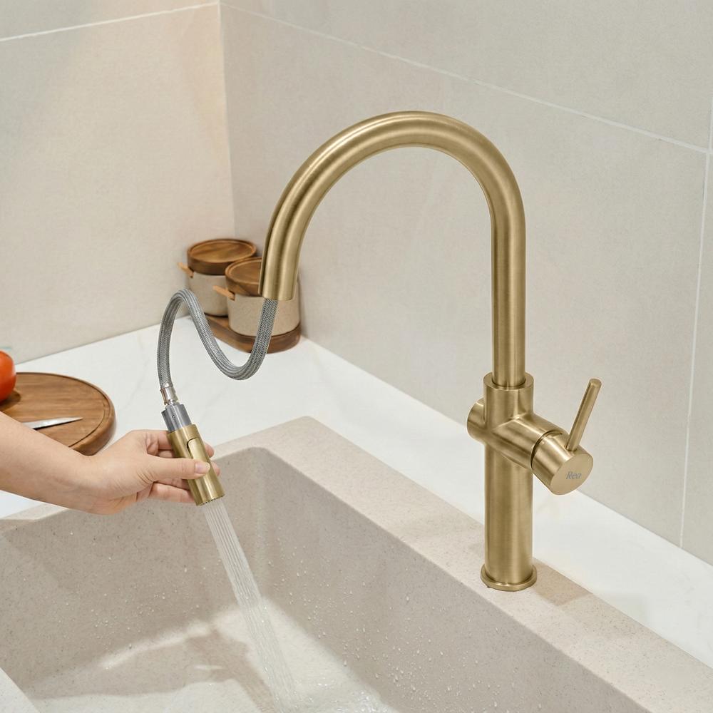 Robinet de cuisine Rea Fresh High Gold Brush
