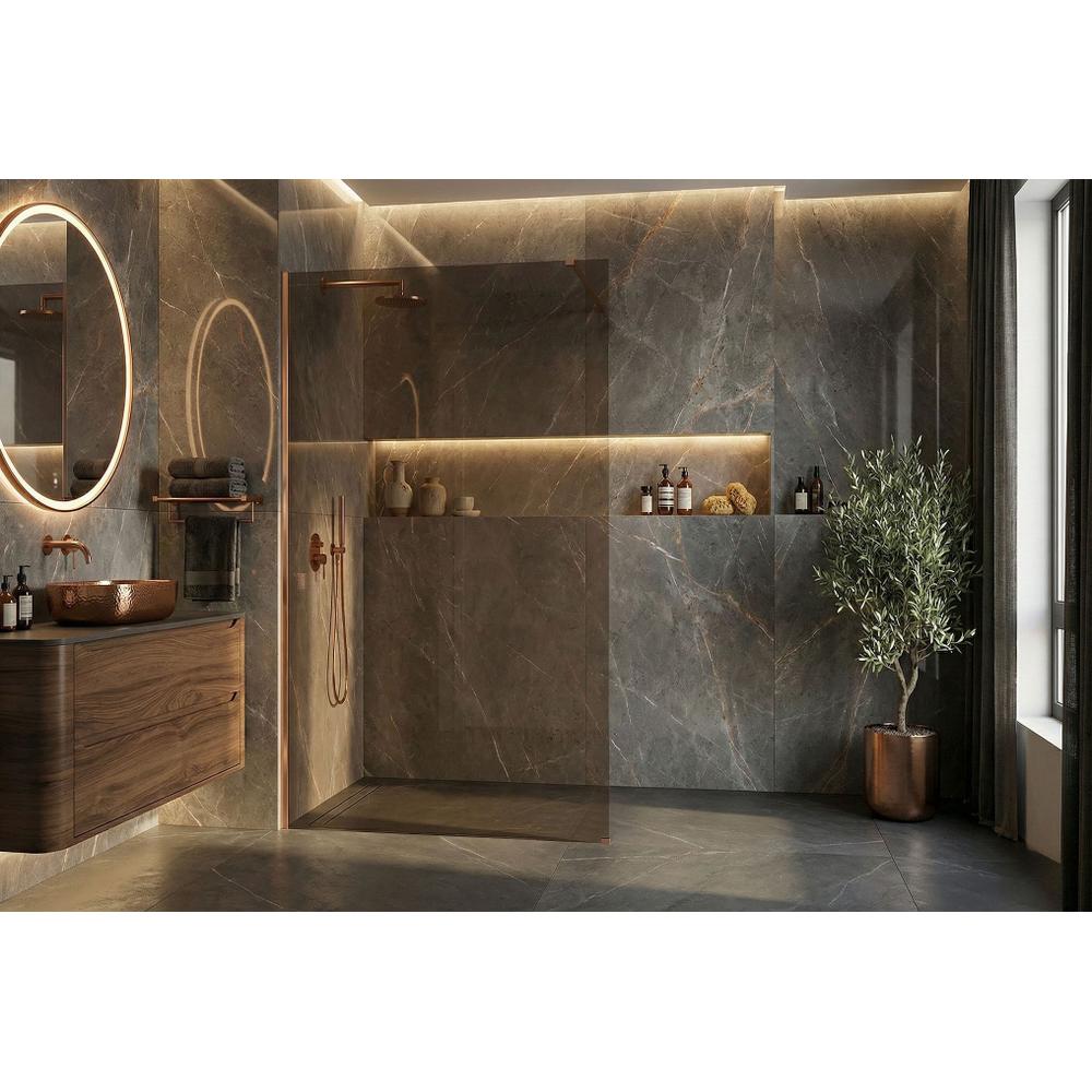 Kabina prysznicowa Walk-In Rea Flexi Brown / Brush Copper 90