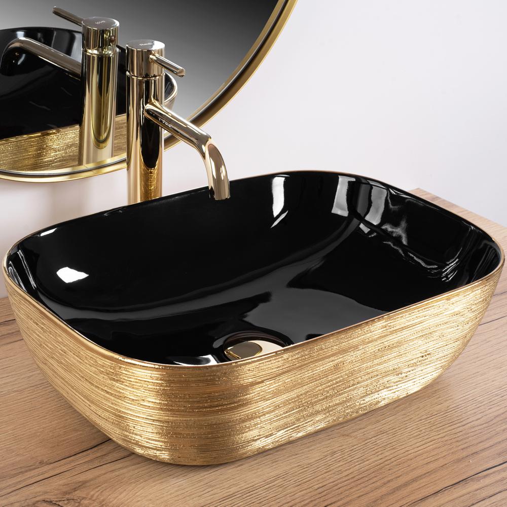 Lavabo da appoggio Rea Belinda BLACK  BRUSH GOLD