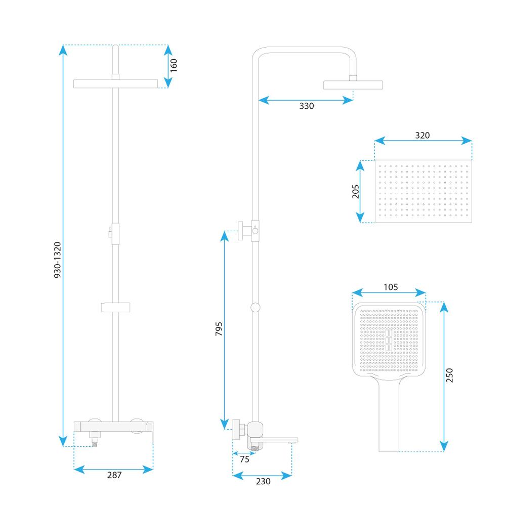 Shower set Rea Arlo Brush Nickle