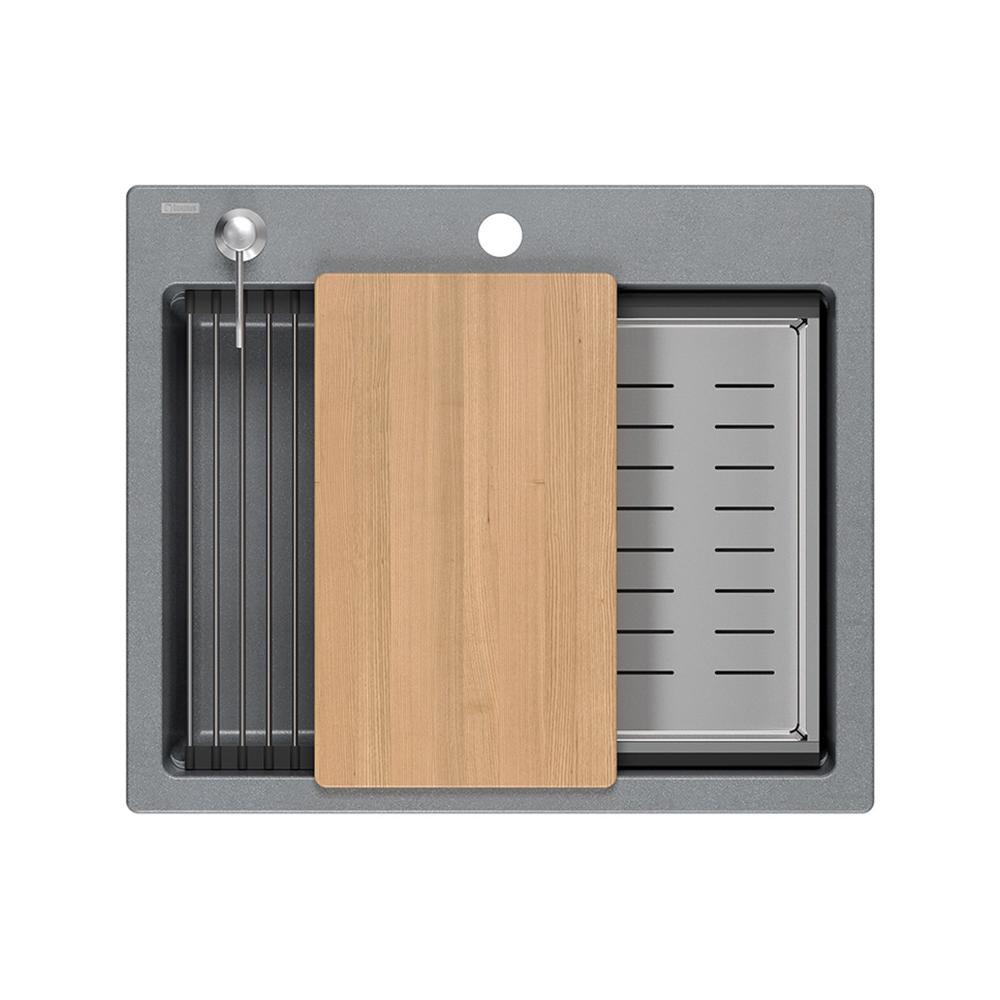 Granite sink KURT 110 WORKSTATION Grey Metallic
