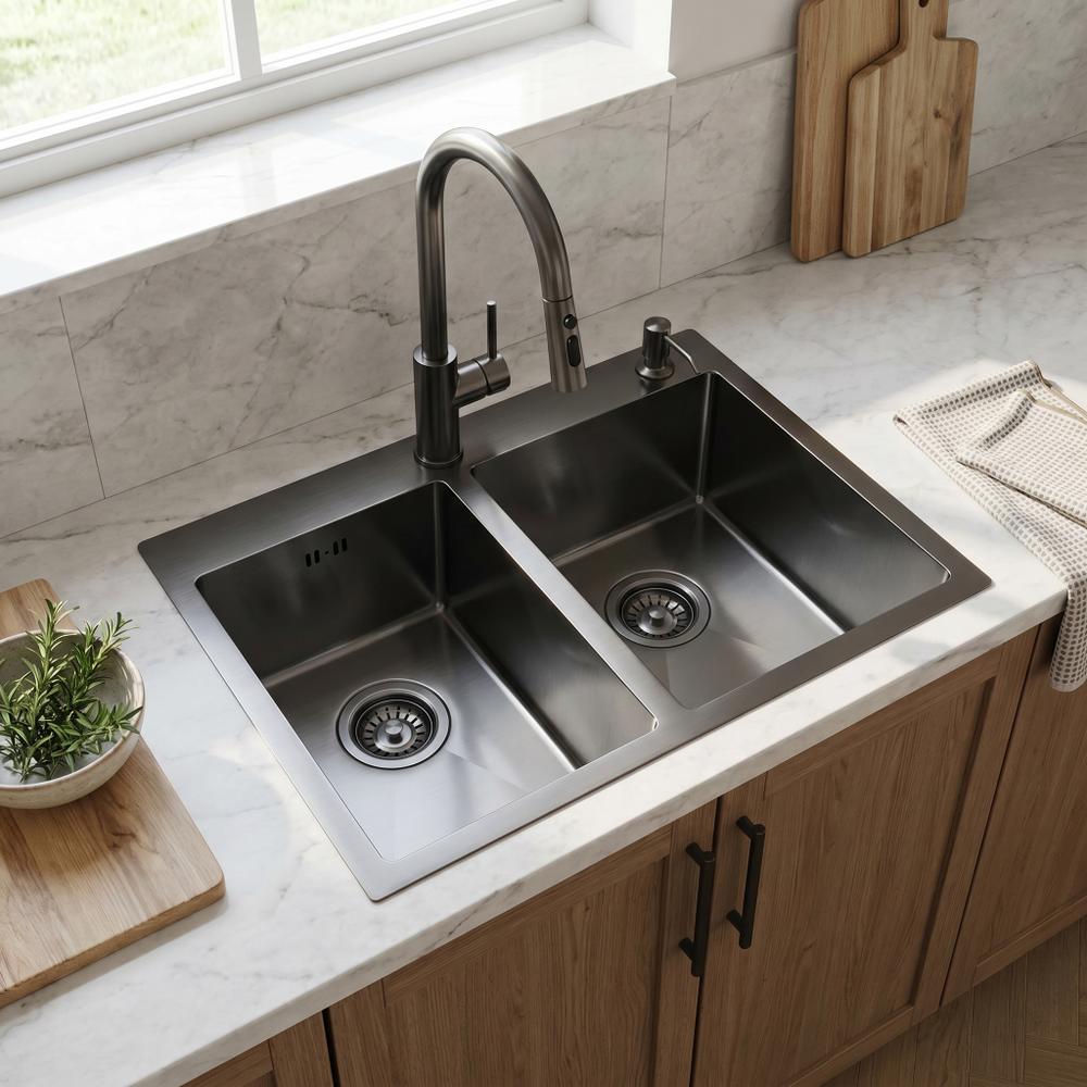 Stalen spoelbak Toby  Black