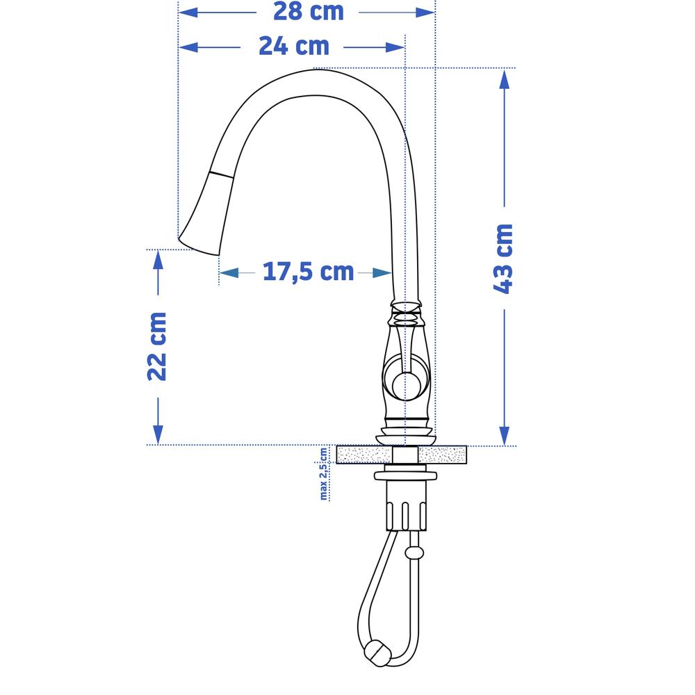 Смесител за кухня  Rea Deco Old Black High