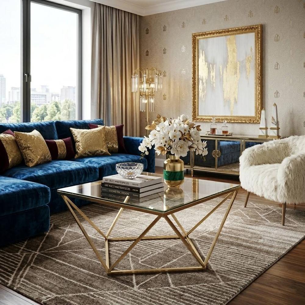 Stolik kawowy szklany Glamour Gold CS-14G