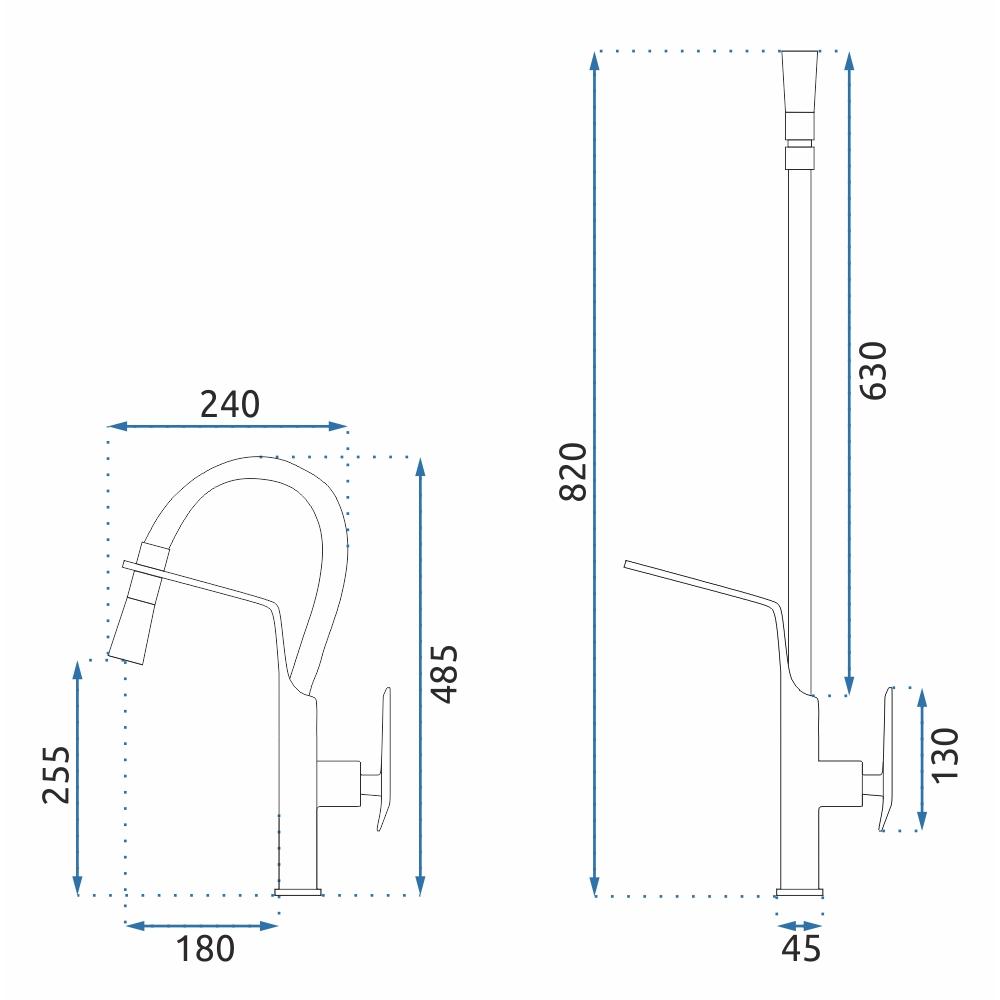 Robinet de cuisine Rea Castor Black Mat