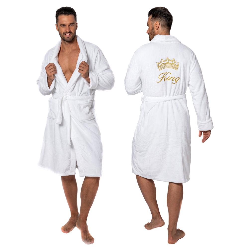 Bathrobe MEN King White collar L/XL