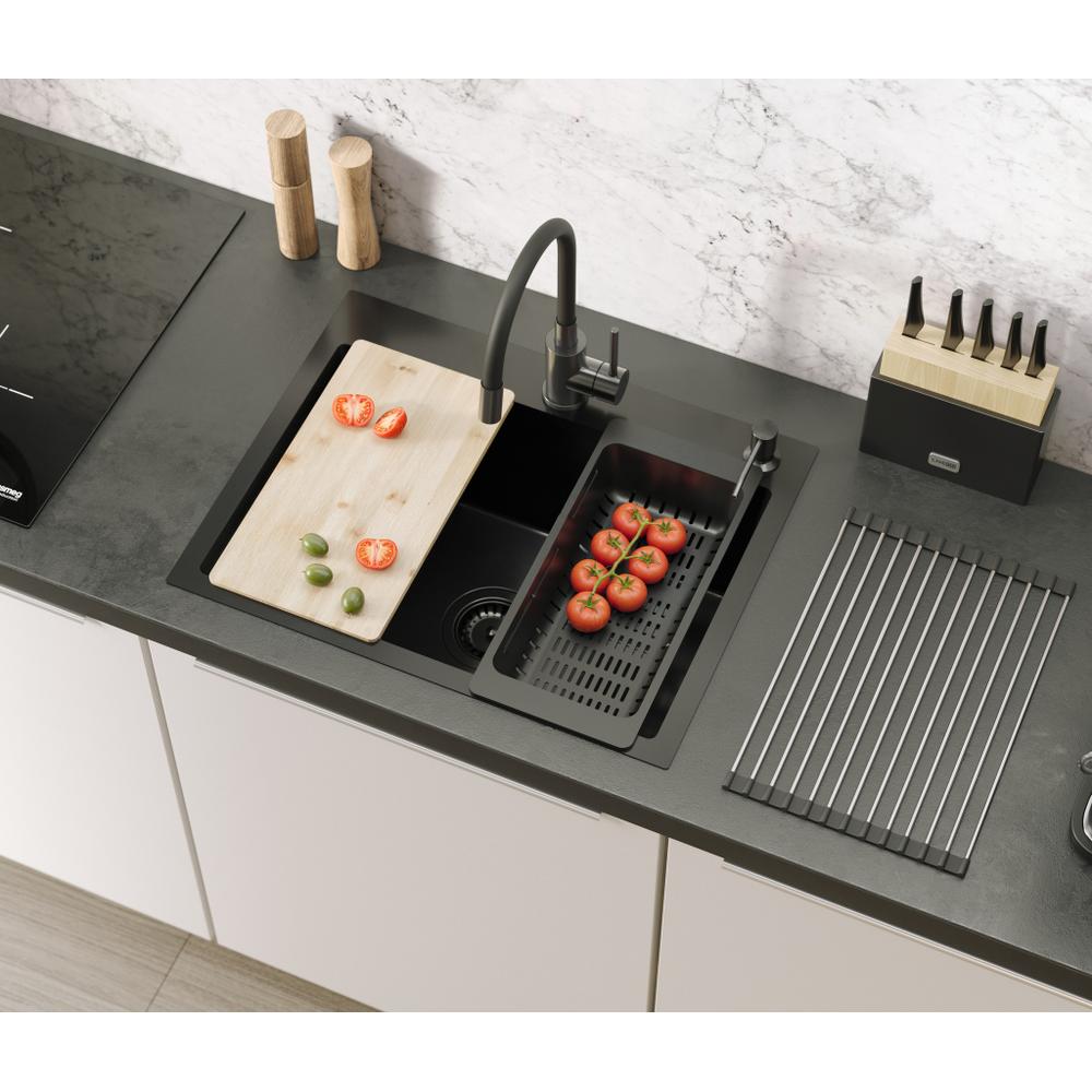 Стальная мойка для кухни LUKE 110 WORKSTATION Black