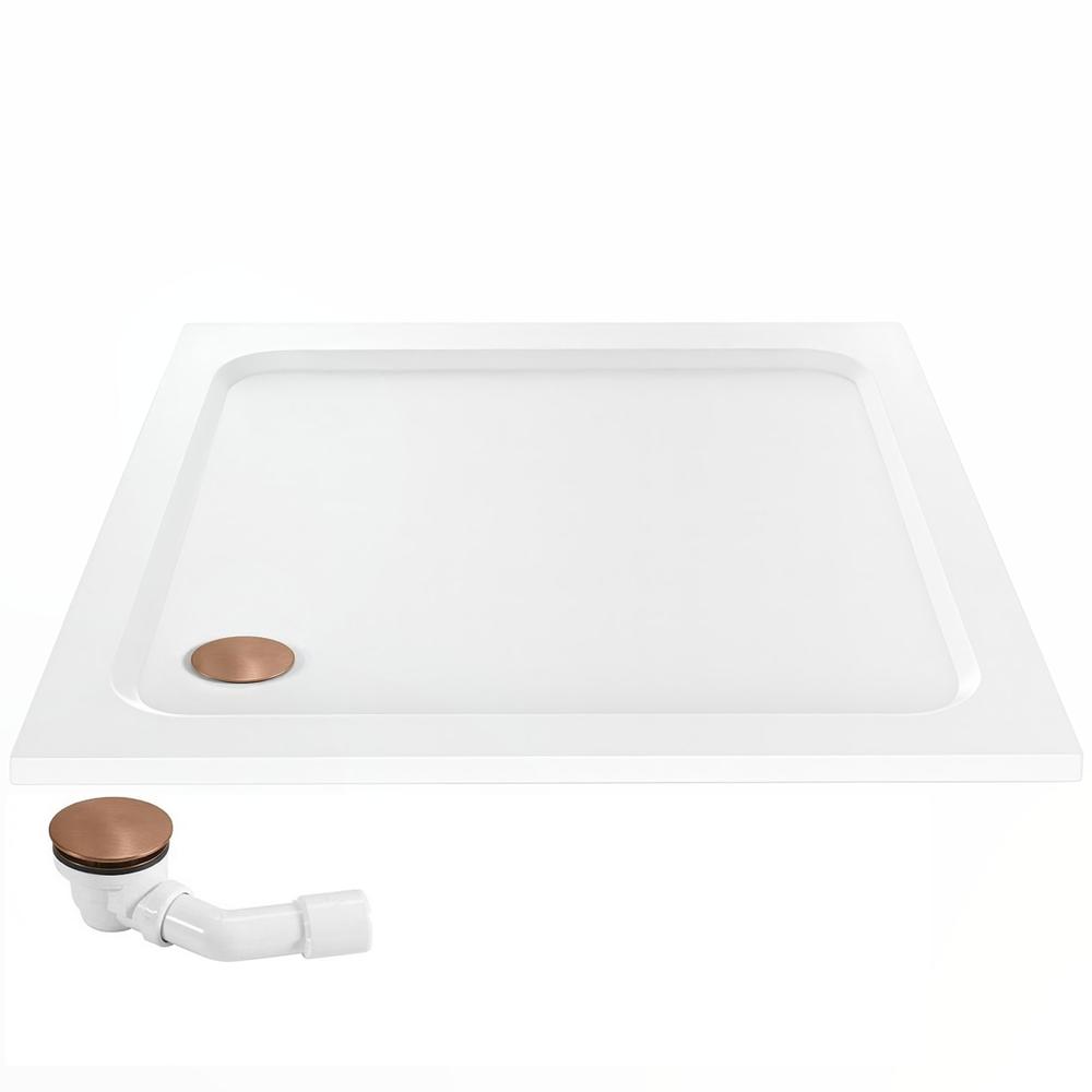 Sprchová akrylová vanička Rea Belmond White 90x90 Brush Copper