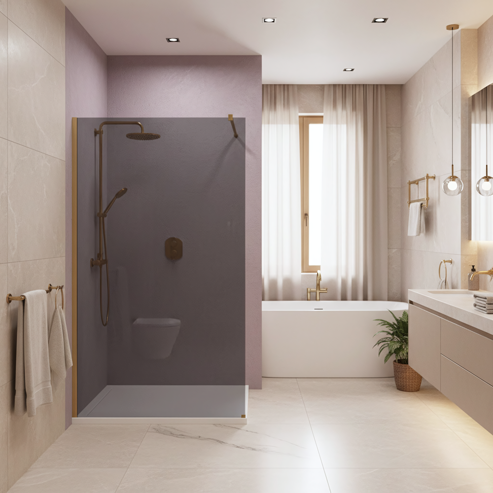 Walk-in dušas siena Rea Flexi Grey / Brush Gold 120