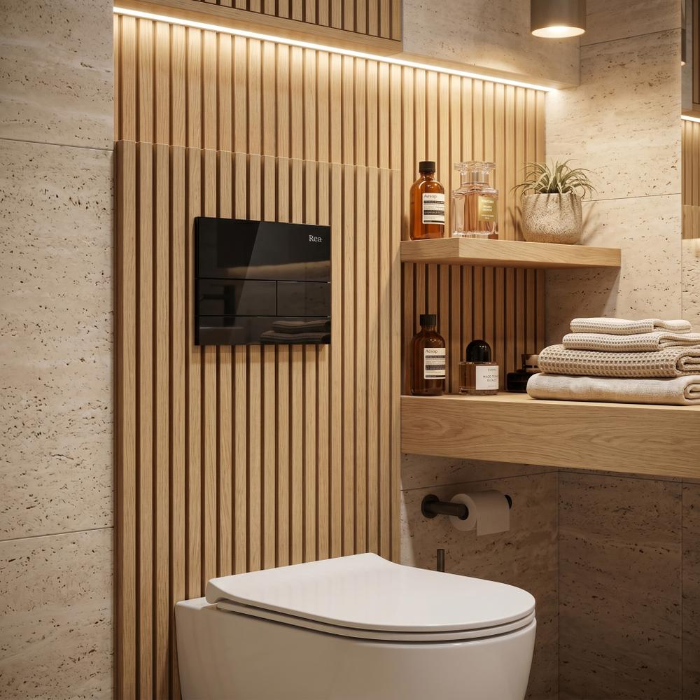 Stelaż zestaw podtynkowy Slim 024N do mis WC z przyciskiem T Czarne Szkło