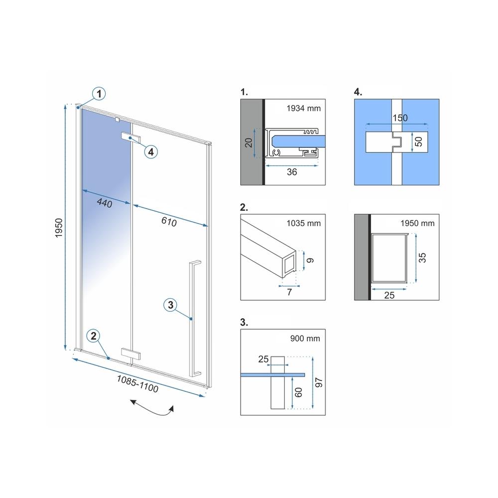 Douchedeur Rea FARGO BLACK MAT 110