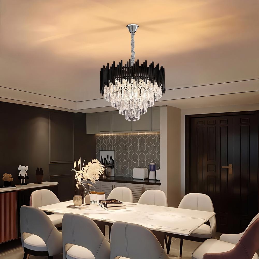 Lampa Wisząca z Kryształami G063-CP 50cm Czarna