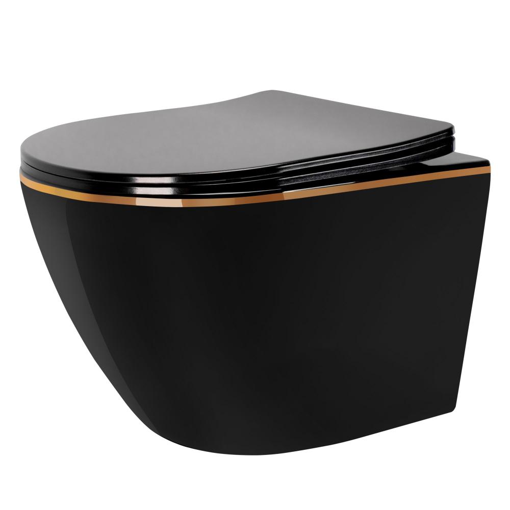 Toilet bowl Rea Carlo Mini Tornado Black Gold Egde