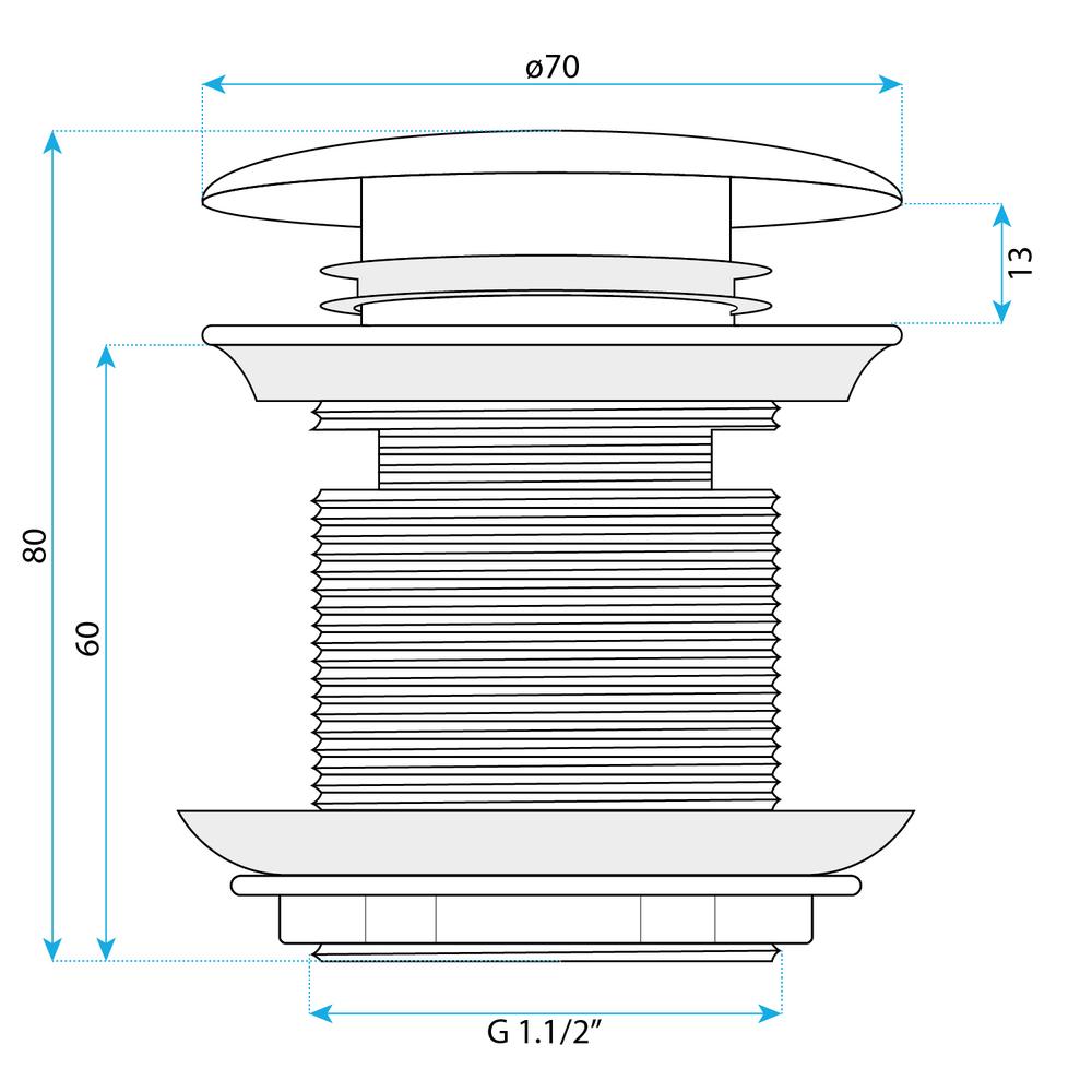 Korek wannowy uniwersalny Klik-Klak Rea Gold Brush 6cm