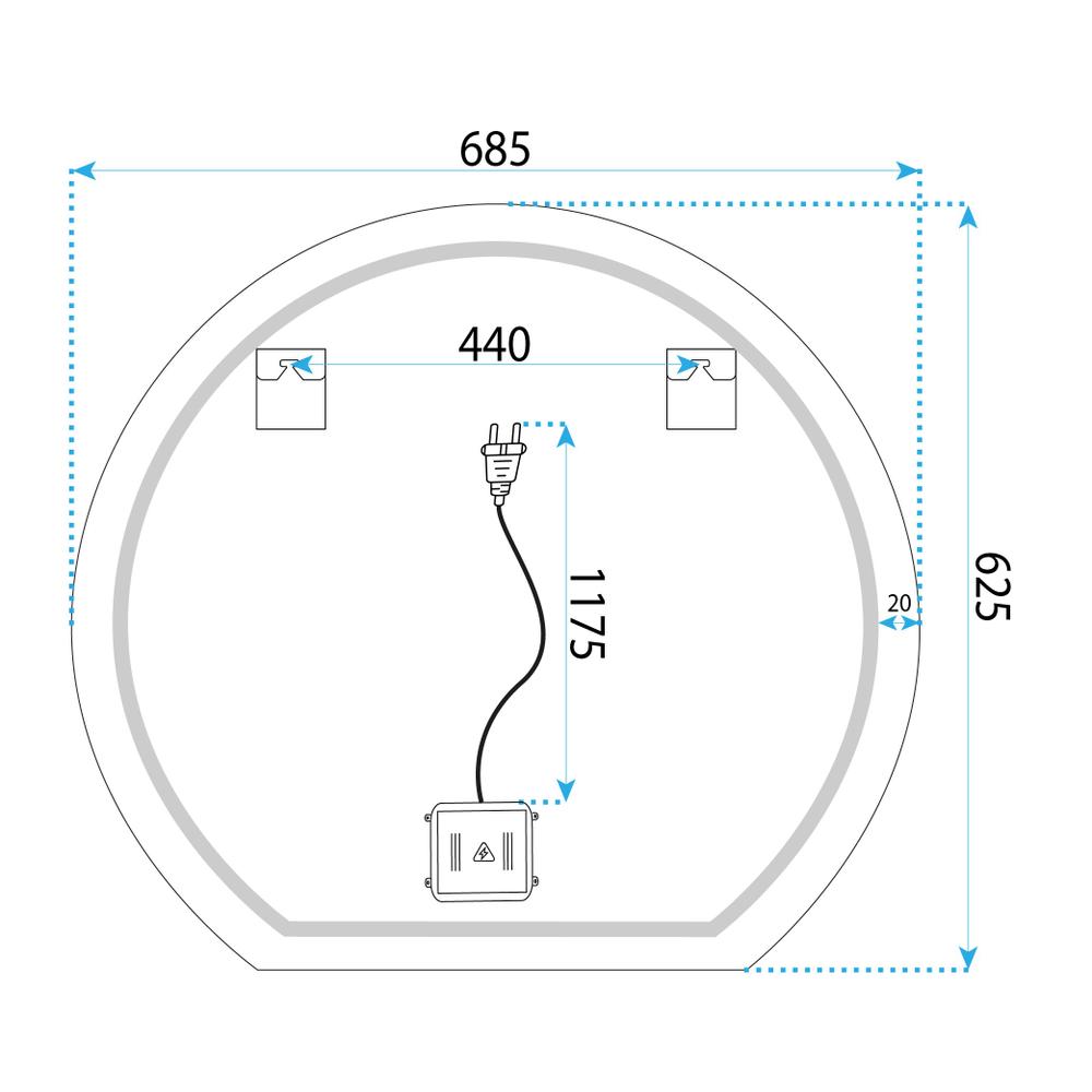 Miroir LED 70cm Fabio